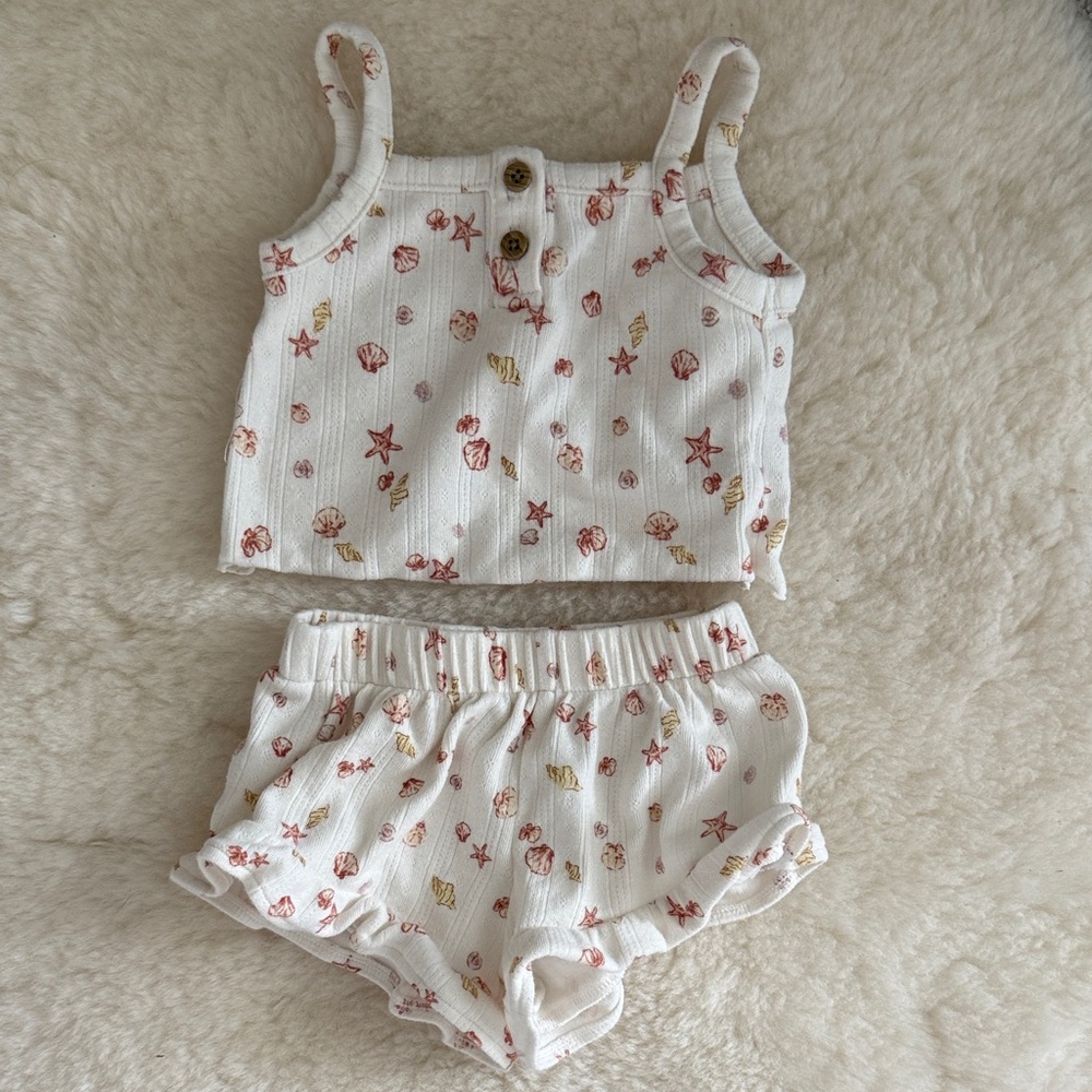 White Seashell Print Toddler Outfit